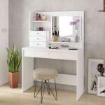 Terre de nuit coiffeuse 3 tiroirs avec miroir en bois blanc - cf9030 Terre de nuit coiffeuse 3 tiroirs avec miroir en bois blanc - cf9030