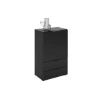 Terre de nuit commode 1 porte 2 tiroirs en bois noir satin - co13034 - 3