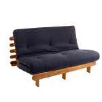 Terre de nuit ensemble matelas futon en coton et structure en bois massif naturel 160x200 anthracite