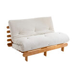 Terre de nuit ensemble matelas futon en coton et structure en bois massif naturel 160x200 ecru