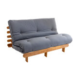 Terre de nuit ensemble matelas futon en coton et structure en bois massif naturel 160x200 gris