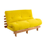 Terre de nuit ensemble matelas futon en coton et structure en bois massif naturel 160x200 ocre