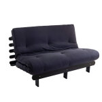 Terre de nuit ensemble matelas futon en coton et structure en bois massif noir 140x200 anthracite