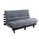 Terre de nuit ensemble matelas futon en coton et structure en bois massif noir 140x200 gris