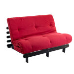 Terre de nuit ensemble matelas futon en coton et structure en bois massif noir 140x200 rouge