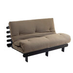 Terre de nuit ensemble matelas futon en coton et structure en bois massif noir 140x200 taupe