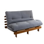 Terre de nuit ensemble matelas futon en coton et structure en bois massif noisette 140x200 gris