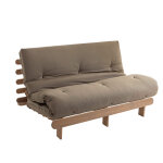 Terre de nuit ensemble matelas futon en coton et structure en bois massif taupe 140x200 taupe