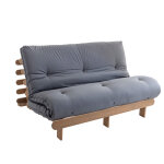 Terre de nuit ensemble matelas futon en coton et structure en bois massif taupe 140x200 gris