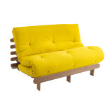 Terre de nuit ensemble matelas futon en coton et structure en bois massif taupe 140x200 ocre