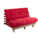 Terre de nuit ensemble matelas futon en coton et structure en bois massif taupe 140x200 rouge