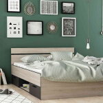 Terre de nuit lit 140x190 en bois chêne brossé et noir - li171 Terre de nuit lit 140x190 en bois chêne brossé et noir - li171