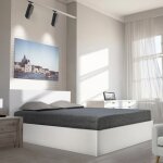 Terre de nuit lit coffre avec sommier en bois blanc 160x200 - lt14022