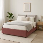 Terre de nuit lit coffre en velours rose poudr 140x190