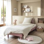 Terre de nuit sommier kit en bois massif rose poudr 90x190