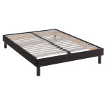 Terre de nuit sommier kit dco noir tapissier pieds inclus - 140x190