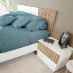Terre de nuit tête de lit 160 cm réversible avec 2 chevets 2 tiroirs - blanc et bois naturel - tl81012 ... Terre de nuit tête de lit 160 cm réversible avec 2 chevets 2 tiroirs - blanc et bois naturel - tl81012 ...