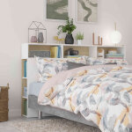 Terre de nuit tte de lit avec niches de rangement en bois blanc et imitation chne naturel - tl9052