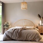Terre de nuit tte de lit en rotin arrondie coloris naturel 160 cm - tl83001