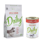 1, 2?kg all breeds b?uf et riz almo nature daily nourriture s�che pour chien + 6x400g nourriture humide ...