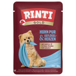 10x100g rinti gold pur poulet, coeurs de volaille nourriture humide pour chien
