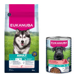 12kg adult large et giant breed saumon premium nutrition eukanuba croquettes pour chien + 3x400g nourriture ...