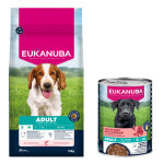 12kg adult small et medium breed saumon premium nutrition eukanuba croquettes pour chien + 3x400g nourriture ...