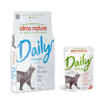 12kg sterilised thon almo nature daily croquettes pour chat + 6x70g thon, saumon nourriture humide