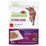 12x 85g natural trainer adult sterilised b?uf nourriture pour chat humide