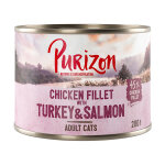 12x200g purizon adult filet de poulet, dinde, saumon - pte pour chat