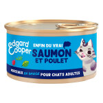 6x85g edgard & cooper adult morceaux en sauce sans crales saumon, poulet - pte pour chat