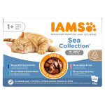 12x85g iams delights adult lot mixte mer en gel�e - p�t�e pour chat