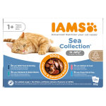 12x85g iams delights adult lot mixte mer en gel�e - p�t�e pour chat