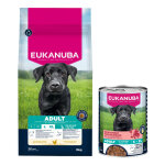 15kg adult large et giant breed au poulet premium nutrition eukanuba croquettes pour chien + 3x400g nourriture ...