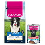15kg mature medium breed au poulet premium nutrition eukanuba croquettes pour chien + 3x400g nourriture ...
