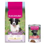 15kg puppy medium breed au poulet premium nutrition eukanuba croquettes pour chien + 3x400g nourriture ...