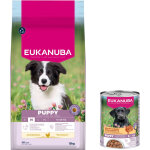 15kg puppy medium breed au poulet premium nutrition eukanuba croquettes pour chien + 3x400g nourriture ...