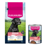 15kg senior large et giant breed au poulet premium nutrition eukanuba croquettes pour chien + 3x400g ...