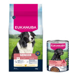 15kg senior medium breed au poulet premium nutrition eukanuba croquettes pour chien + 3x400g nourriture ...