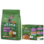 2. 5kg st�rilis�, saumon, orge ultima croquettes pour chat + 8x85g sachets offerts !