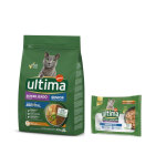 2. 5kg sterilized senior poulet ultima croquettes pour chat + 4x70g sachets offerts !