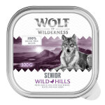 24x300g wolfofwilderness senior wildhills canard et veau, nourriture humide pour chien