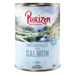 6x400g purizon adult sans c�r�ales filet de poulet, saumon - p�t�e pour chat