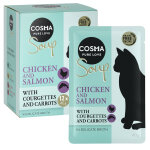 24x40g cosma soup blanc de poulet, saumon, courgette, carotte - p�t�e pour chat
