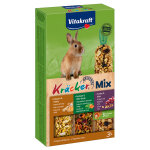 3 x 3 friandises vitakraft trio - mix crackers pour lapin nain (popcorn, lgumes, raisin)