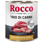 6x800g rocco classic trio de viandes b?uf, agneau, volaille - p�t�e pour chien