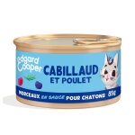 6x85g edgard & cooper kitten morceaux en sauce sans crales cabillaud, poulet - pte pour chat