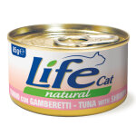 6x85g life cat natural adulte thon avec crevettes nourriture humide pour chat