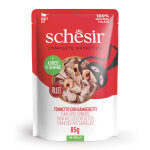 Lot �conomique�: 24x85g thon avec des crevettes schesir complete nutrition en gel�e p�t�e pour chat