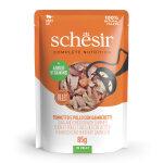6x85g thon et poulet avec des crevettes schesir complete nutrition en gel�e p�t�e pour chat